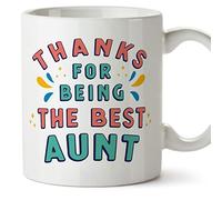 MUGFFINS Tazas para TÍA - En Inglés - Thanks for being the best - 11 oz / 330 ml - Regalo original y divertido