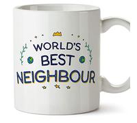MUGFFINS Tazas para VECINA - En Inglés - World's Best - 11 oz / 330 ml - Regalo original y divertido