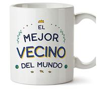 MUGFFINS Tazas para VECINO - En Español - El Mejor del Mundo - 11 oz / 330 ml - Regalo original y divertido