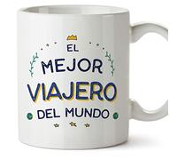 MUGFFINS Tazas para VIAJERO hombre - En Español - Mejor del Mundo - 11 oz / 330 ml - Regalo original y divertido