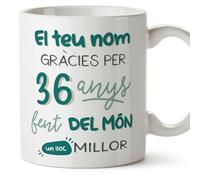 MUGFFINS Tazas Personalizadas Cumpleaños - En Catalán - fent del món un lloc millor - 11 oz / 330 ml - Regalo personalizable original y divertido