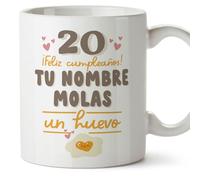 MUGFFINS Tazas Personalizadas Cumpleaños - En Español - Molas un huevo - 11 oz / 330 ml - Regalo personalizable original y divertido