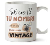 MUGFFINS Tazas Personalizadas Cumpleaños - En Español - Oficialmente Vintage - 11 oz / 330 ml - Regalo personalizable original y divertido