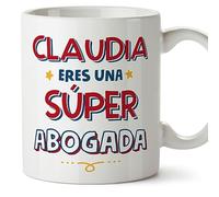 MUGFFINS Tazas Personalizadas para ABOGADA mujer - En Español - Eres Súper - 11 oz / 330 ml - Regalo Personalizable original y divertido