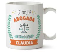 MUGFFINS Tazas Personalizadas para ABOGADA mujer - En Español - Mejor del mundo - Con dibujo - 11 oz / 330 ml - Regalo Personalizable original y divertido