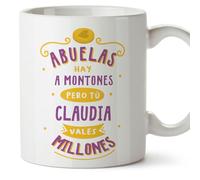 MUGFFINS Tazas Personalizadas para ABUELA - En Español - Hay a montones_Abuela - 11 oz / 330 ml - Regalo personalizable original y divertido