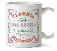 MUGFFINS Tazas Personalizadas para ABUELA - En Español - Ser genial se te da fenomenal_Abuela - 11 oz / 330 ml - Regalo personalizable original y divertido