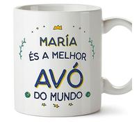 MUGFFINS Tazas Personalizadas para ABUELA - En Portugués - Melhor do Mundo - 11 oz / 330 ml - Regalo personalizable original y divertido