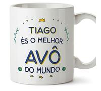 MUGFFINS Tazas Personalizadas para ABUELO - En Portugués - Melhor do Mundo - 11 oz / 330 ml - Regalo personalizable original y divertido