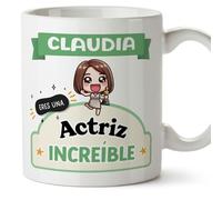MUGFFINS Tazas Personalizadas para ACTRIZ mujer - En Español - Eres increíble - Kawaii - 11 oz / 330 ml - Regalo Personalizable original y divertido