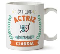 MUGFFINS Tazas Personalizadas para ACTRIZ mujer - En Español - Mejor del mundo - Con dibujo - 11 oz / 330 ml - Regalo Personalizable original y divertido