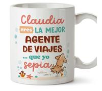 MUGFFINS Tazas Personalizadas para AGENTE DE VIAJES mujer - En Español - Mejor que yo Sepia - 11 oz / 330 ml - Regalo Personalizable original y divertido