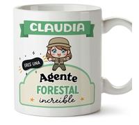 MUGFFINS Tazas Personalizadas para AGENTE FORESTAL mujer - En Español - Eres increíble - Kawaii - 11 oz / 330 ml - Regalo Personalizable original y divertido