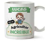 MUGFFINS Tazas Personalizadas para AGRICULTOR hombre - En Español - Eres increíble - Kawaii - 11 oz / 330 ml - Regalo Personalizable original y divertido