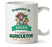 MUGFFINS Tazas Personalizadas para AGRICULTOR hombre - En Español - Propiedad de - 11 oz / 330 ml - Regalo Personalizable original y divertido