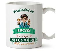 MUGFFINS Tazas Personalizadas para AJEDRECISTA hombre - En Español - Propiedad de - 11 oz / 330 ml - Regalo Personalizable original y divertido