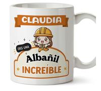 MUGFFINS Tazas Personalizadas para ALBAÑIL mujer - En Español - Eres increíble - Kawaii - 11 oz / 330 ml - Regalo Personalizable original y divertido