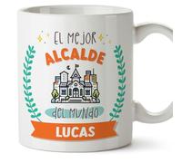 MUGFFINS Tazas Personalizadas para ALCALDE hombre - En Español - Mejor del mundo - Con dibujo - 11 oz / 330 ml - Regalo Personalizable original y divertido