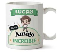 MUGFFINS Tazas Personalizadas para AMIGO - En Español - Eres increíble - Kawaii - 11 oz / 330 ml - Regalo personalizable original y divertido