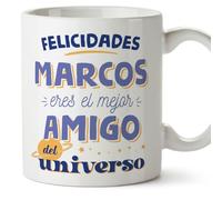 MUGFFINS Tazas Personalizadas para AMIGO - En Español - Mejor del universo - 11 oz / 330 ml - Regalo personalizable original y divertido