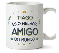 MUGFFINS Tazas Personalizadas para AMIGO - En Portugués - Melhor do Mundo - 11 oz / 330 ml - Regalo personalizable original y divertido
