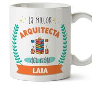 MUGFFINS Tazas Personalizadas para ARQUITECTA mujer - En Catalán - Millor del món - Amb dibuix - 11 oz / 330 ml - Regalo Personalizable original y divertido