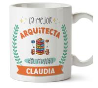 MUGFFINS Tazas Personalizadas para ARQUITECTA mujer - En Español - Mejor del mundo - Con dibujo - 11 oz / 330 ml - Regalo Personalizable original y divertido