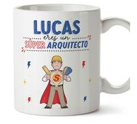 MUGFFINS Tazas Personalizadas para ARQUITECTO hombre - En Español - ¡Eres Súper! - 11 oz / 330 ml - Regalo Personalizable original y divertido