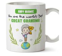 MUGFFINS Tazas Personalizadas para BISABUELA - En Inglés - You are World's Best - 11 oz / 330 ml - Regalo personalizable original y divertido