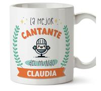MUGFFINS Tazas Personalizadas para CANTANTE mujer - En Español - Mejor del mundo - Con dibujo - 11 oz / 330 ml - Regalo Personalizable original y divertido