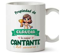 MUGFFINS Tazas Personalizadas para CANTANTE mujer - En Español - Propiedad de - 11 oz / 330 ml - Regalo Personalizable original y divertido