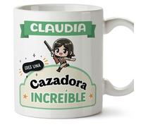 MUGFFINS Tazas Personalizadas para CAZADORA mujer - En Español - Eres increíble - Kawaii - 11 oz / 330 ml - Regalo Personalizable original y divertido