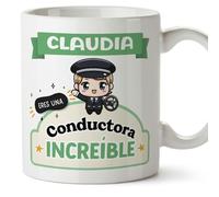 MUGFFINS Tazas Personalizadas para CONDUCTORA mujer - En Español - Eres increíble - Kawaii - 11 oz / 330 ml - Regalo Personalizable original y divertido