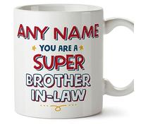 MUGFFINS Tazas Personalizadas para CUÑADO - En Inglés - You Are Super - 11 oz / 330 ml - Regalo personalizable original y divertido