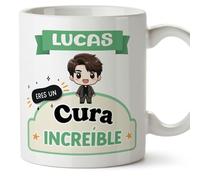 MUGFFINS Tazas Personalizadas para CURA hombre - En Español - Eres increíble - Kawaii - 11 oz / 330 ml - Regalo Personalizable original y divertido