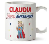 MUGFFINS Tazas Personalizadas para ENFERMERA mujer - En Español - ¡Eres Súper! - 11 oz / 330 ml - Regalo Personalizable original y divertido