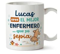 MUGFFINS Tazas Personalizadas para ENFERMERO hombre - En Español - Mejor que yo Sepia - 11 oz / 330 ml - Regalo Personalizable original y divertido