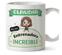 MUGFFINS Tazas Personalizadas para ENTRENADORA mujer - En Español - Eres increíble - Kawaii - 11 oz / 330 ml - Regalo Personalizable original y divertido