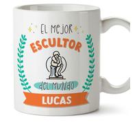 MUGFFINS Tazas Personalizadas para ESCULTOR hombre - En Español - Mejor del mundo - Con dibujo - 11 oz / 330 ml - Regalo Personalizable original y divertido