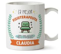 MUGFFINS Tazas Personalizadas para FISIOTERAPEUTA mujer - En Español - Mejor del mundo - Con dibujo - 11 oz / 330 ml - Regalo Personalizable original y divertido