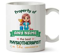 MUGFFINS Tazas Personalizadas para FISIOTERAPEUTA mujer - En Inglés - Property of - 11 oz / 330 ml - Regalo Personalizable original y divertido