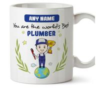 MUGFFINS Tazas Personalizadas para FONTANERO hombre - En Inglés - You are World's Best - 11 oz / 330 ml - Regalo Personalizable original y divertido