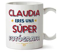 MUGFFINS Tazas Personalizadas para FOTÓGRAFA mujer - En Español - Eres Súper - 11 oz / 330 ml - Regalo Personalizable original y divertido