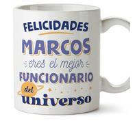MUGFFINS Tazas Personalizadas para FUNCIONARIO hombre - En Español - Mejor del universo - 11 oz / 330 ml - Regalo Personalizable original y divertido
