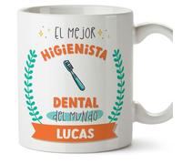 MUGFFINS Tazas Personalizadas para HIGIENISTA DENTAL hombre - En Español - Mejor del mundo - Con dibujo - 11 oz / 330 ml - Regalo Personalizable original y divertido
