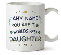 MUGFFINS Tazas Personalizadas para HIJA - En Inglés - World's Best - 11 oz / 330 ml - Regalo personalizable original y divertido