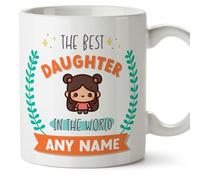 MUGFFINS Tazas Personalizadas para HIJA - En Inglés - World's Best - With doodle - 11 oz / 330 ml - Regalo personalizable original y divertido