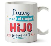 MUGFFINS Tazas Personalizadas para HIJO - En Español - Sigue así! - 11 oz / 330 ml - Regalo personalizable original y divertido