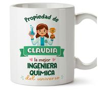 MUGFFINS Tazas Personalizadas para INGENIERA QUÍMICA mujer - En Español - Propiedad de - 11 oz / 330 ml - Regalo Personalizable original y divertido