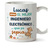 MUGFFINS Tazas Personalizadas para INGENIERO ELECTRÓNICO hombre - En Español - Mejor que yo Sepia - 11 oz / 330 ml - Regalo Personalizable original y divertido